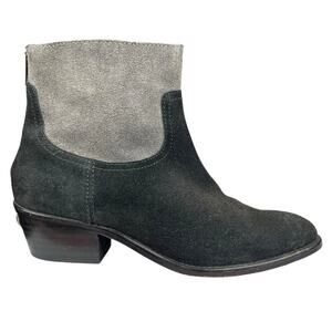 Zadig & Voitaire Teddy Black Grey Suede Distressed Ankle Boot Size 38 US 7